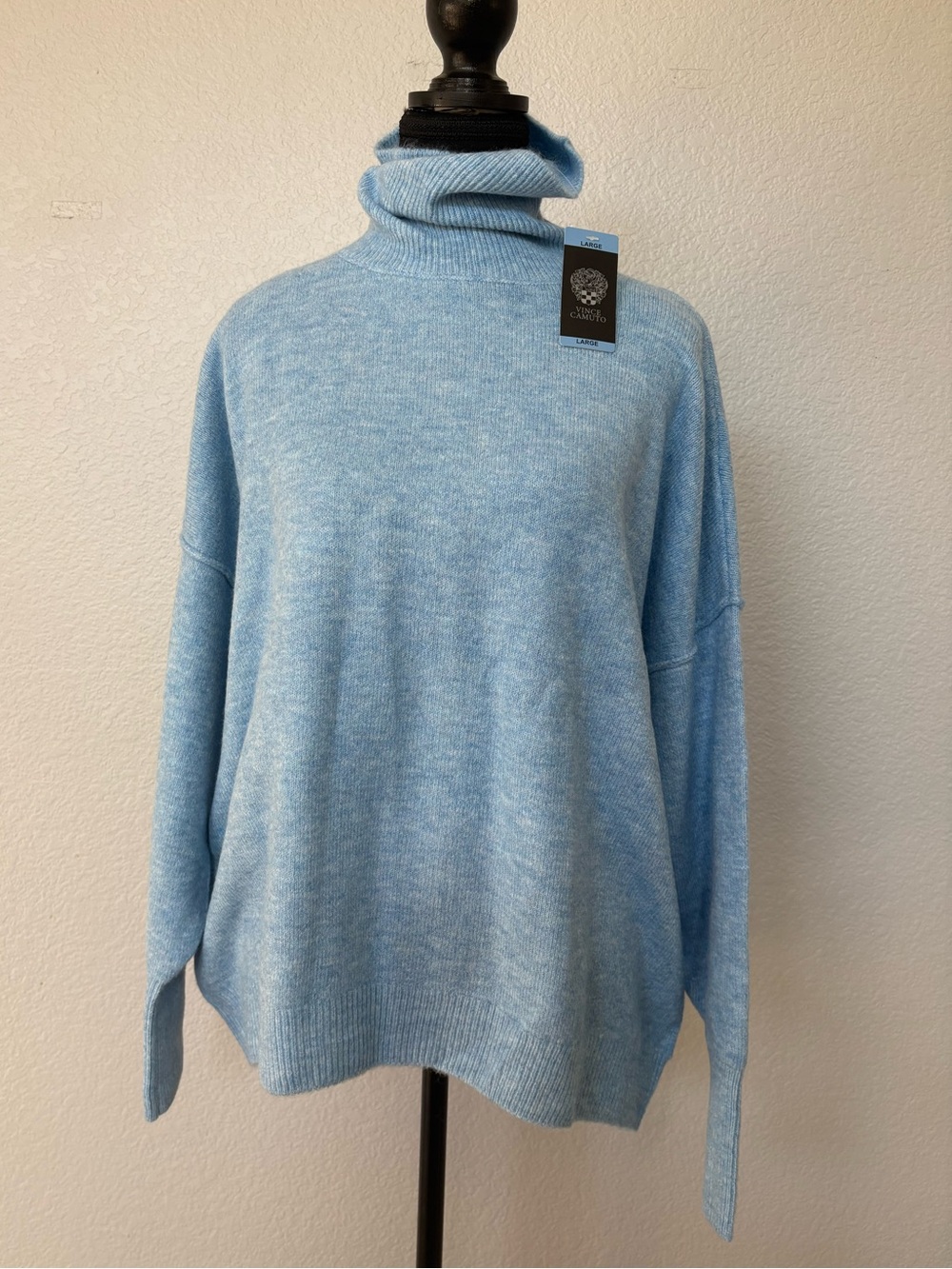 Vince Camuto-Light Blue Heather Turtleneck Sweater size L NWT